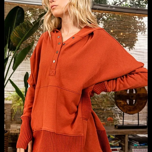 BUCKETLIST Sweaters - BUCKETLIST Terracotta Hooded Top